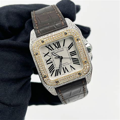 cartier santos replica replacement strap|cartier santos 100 diamond bezel.